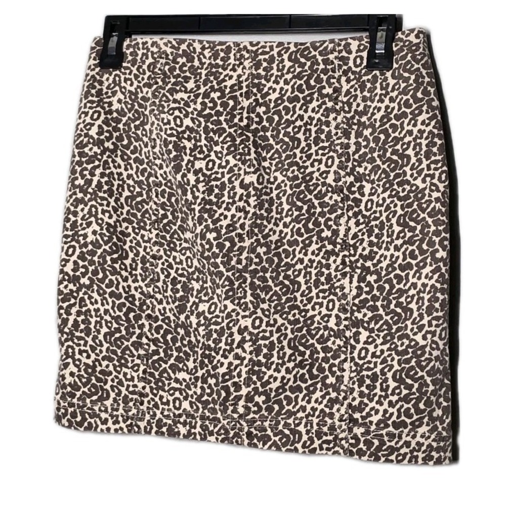 Free People Womens Size 4 Tea Combo‎ Denim  Cheetah Print